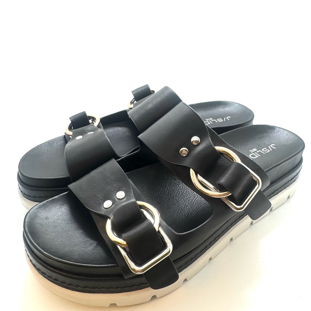 Boutique Black leather 10 Platform Sandals